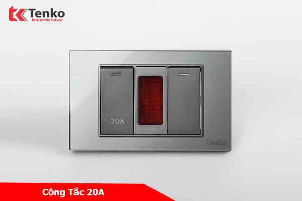 Công Tắc Đơn Và Công Tắc 20A Mặt Kính Cường Lực Xám Tenko TK-C18-081