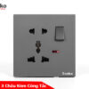 Ổ Cắm Đôi 3 Chấu Kèm Công Tắc