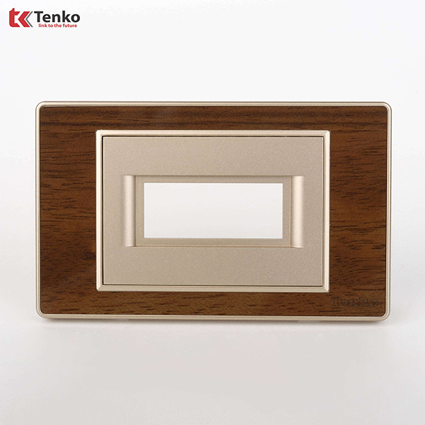 Mặt Át Đơn Vân Gỗ Viền Vàng Tenko TK-C6A-AD