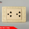 Ổ Cắm Điện Đôi 3 Chấu Mặt Hoa Văn Đồng Nguyên Khối Tenko TK-C8-044