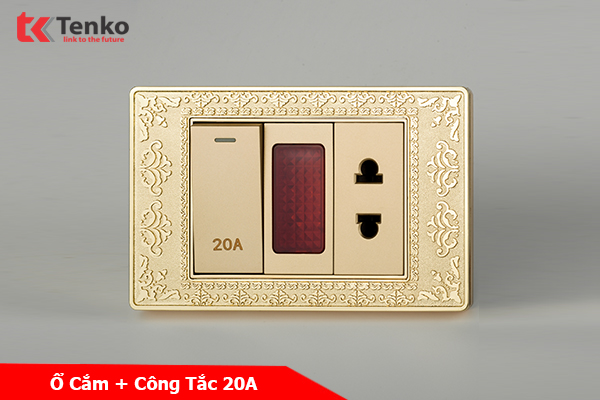 Ổ Cắm Và Công Tắc Điện 20A Công Suất Cao Mặt Hoa Văn Tân Cổ Điển TK-C8-080