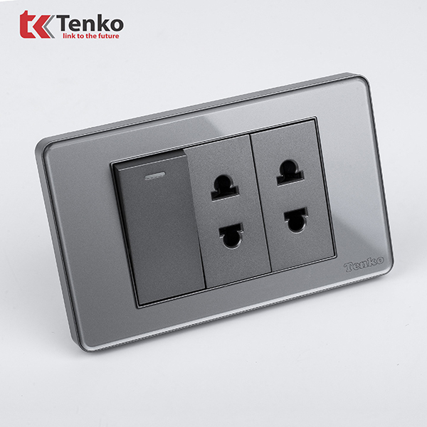 Công Tắc Đèn Ổ Cắm Âm Tường 1 Chiều và 2 Chiều Cao Cấp TENKO TK-C9-025 Xám