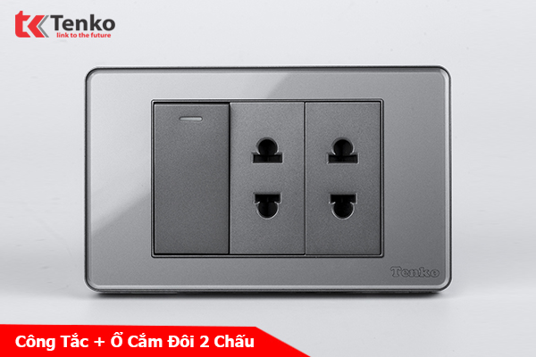 Công Tắc Đèn Ổ Cắm Âm Tường 1 Chiều và 2 Chiều Cao Cấp TENKO TK-C9-025 Xám