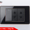 Ổ cắm đôi 2 chấu + công tắc TK-C26-027