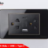 Ổ cắm đôi 3 chấu + USB + Type C TK-C26-045