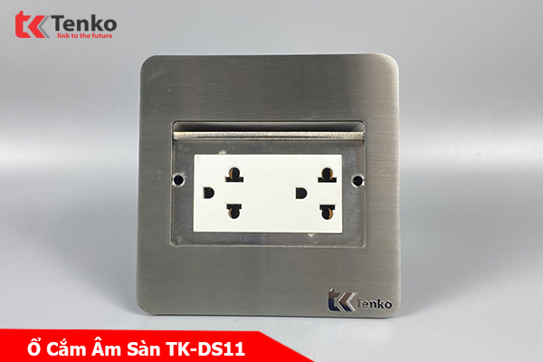 Ổ Cắm Điện Đôi 3 Chấu Âm Sàn Tenko TK-DS11 Màu Bạc