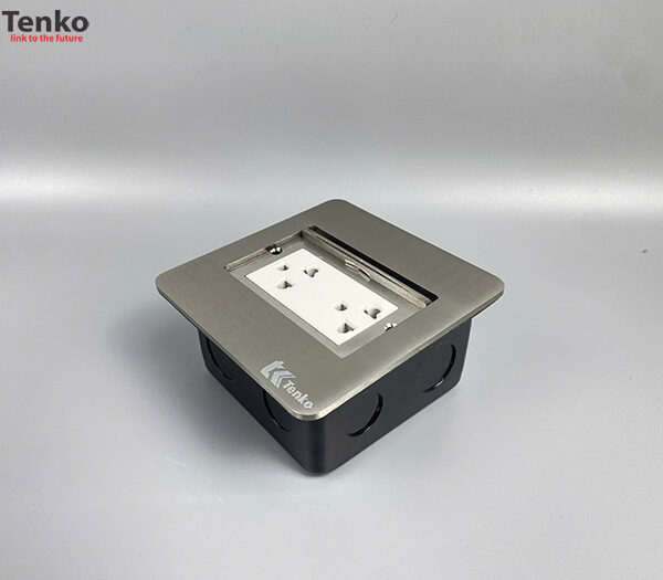 Ổ Cắm Điện Đôi 3 Chấu Âm Sàn Tenko TK-DS11 Màu Bạc