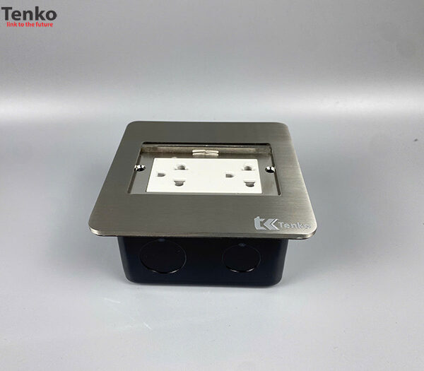 Ổ Cắm Điện Đôi 3 Chấu Âm Sàn Tenko TK-DS11 Màu Bạc
