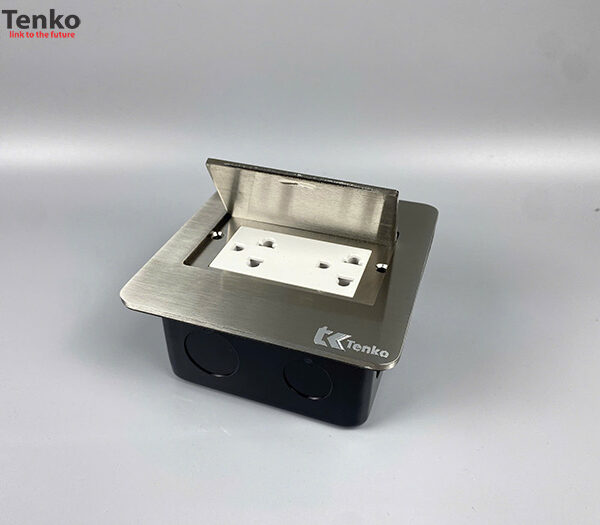 Ổ Cắm Điện Đôi 3 Chấu Âm Sàn Tenko TK-DS11 Màu Bạc