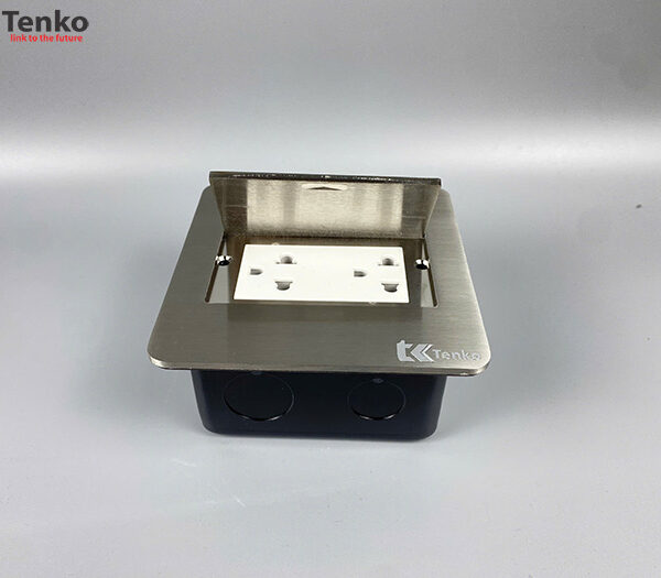 Ổ Cắm Điện Đôi 3 Chấu Âm Sàn Tenko TK-DS11 Màu Bạc