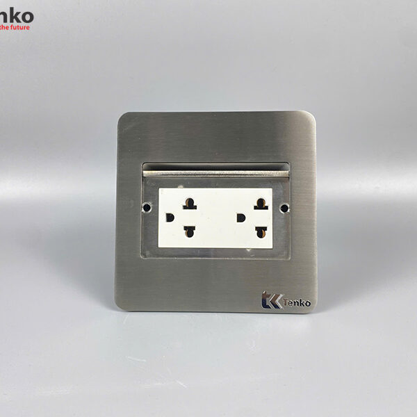 Ổ Cắm Điện Đôi 3 Chấu Âm Sàn Tenko TK-DS11 Màu Bạc