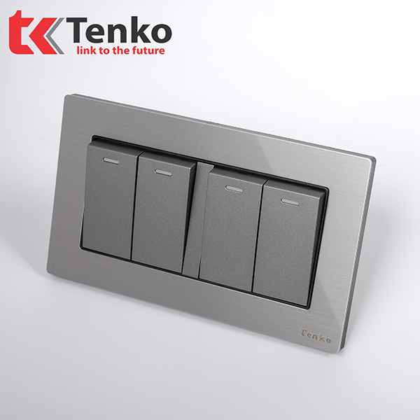 Công Tắc 2 Nút Mặt Kim Loại Tenko TK-KL2-02