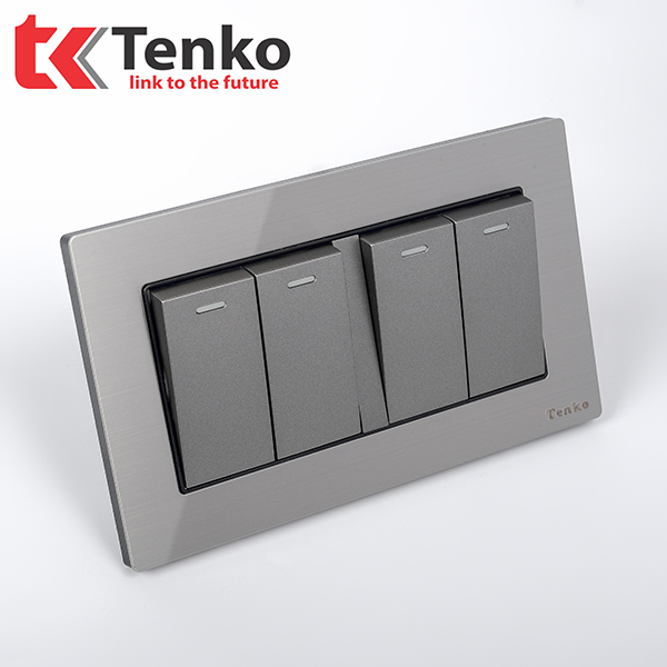 Công Tắc 2 Nút Mặt Kim Loại Tenko TK-KL2-02