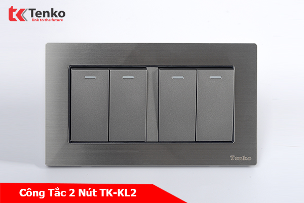 Công Tắc 2 Nút Mặt Kim Loại Tenko TK-KL2-02