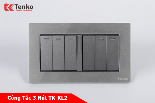Công Tắc 3 Nút Mặt Kim Loại Tenko TK-KL2-03