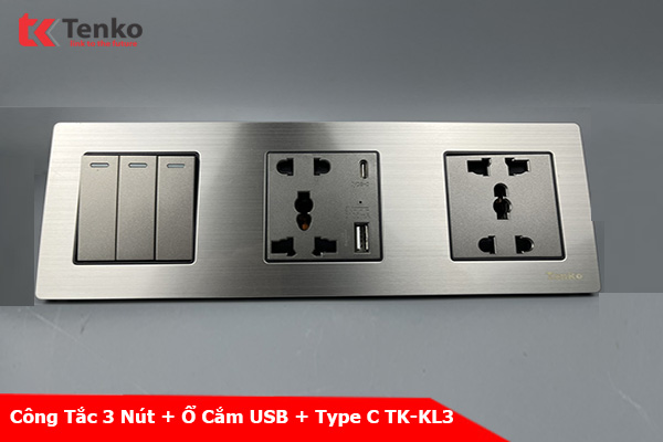 Công Tắc, Ổ Cắm USB + Type C 3 Module TK-KL3