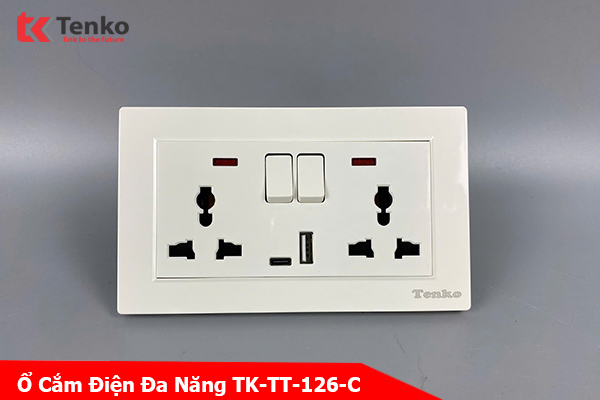 Ổ Cắm Điện Âm Tường Tích Hợp Cổng USB, Type C TK-TT-126-C