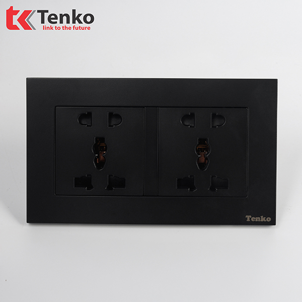 Ổ Cắm Đôi 3 Chấu Âm Tường Mặt Nhựa Chính Hãng Tenko TK-N2L-018