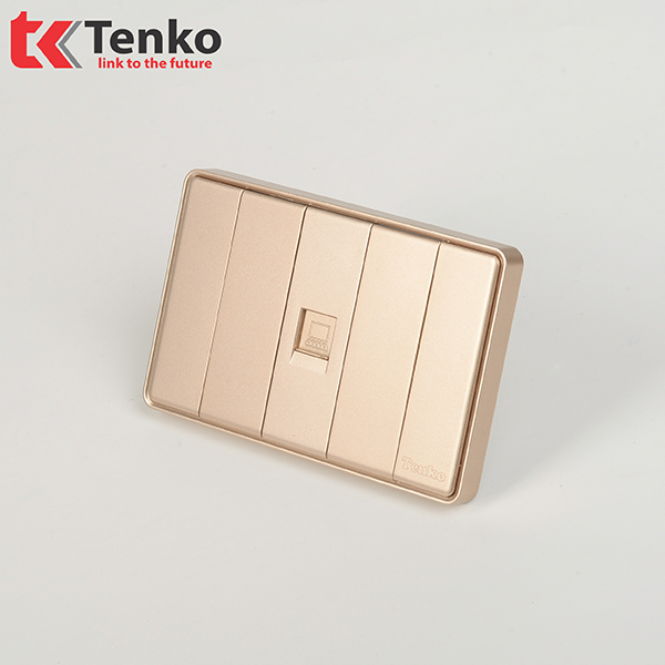 Ổ Cắm Mạng LAN (RJ45) Cho Tivi và Máy Tính Âm Tường Tràn Viền TK-C1-073 Vàng Viền Vàng