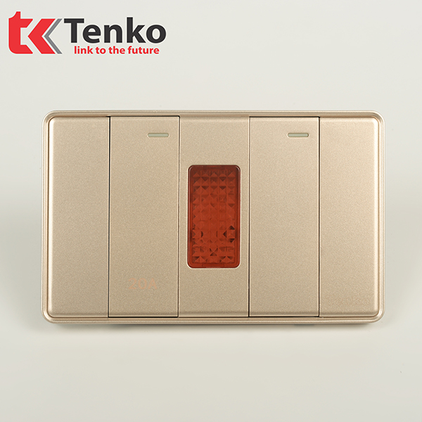 Công Tắc 20A Và Công Tắc Đơn Âm Tường Chính Hãng Tenko TK-C1-081 Vàng Viền Vàng