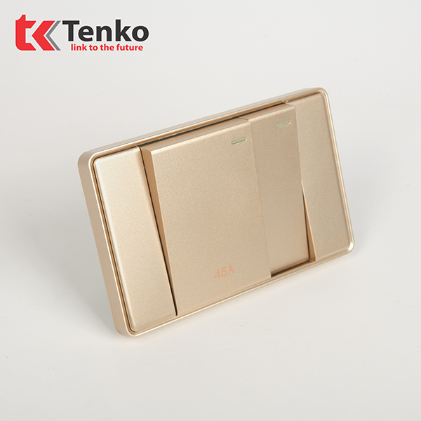 Công tắc 45A Mặt Chữ Nhật Tràn Viền Âm Tường Tenko TK-C1-034 Vàng Viền Vàng