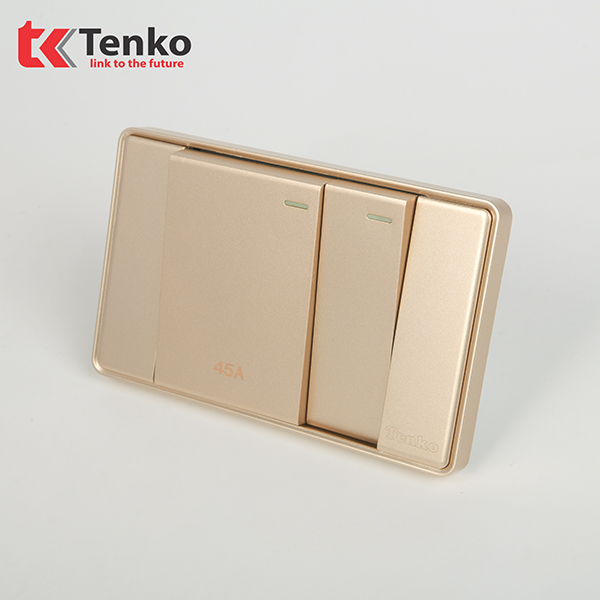 Công tắc 45A Mặt Chữ Nhật Tràn Viền Âm Tường Tenko TK-C1-034 Vàng Viền Vàng