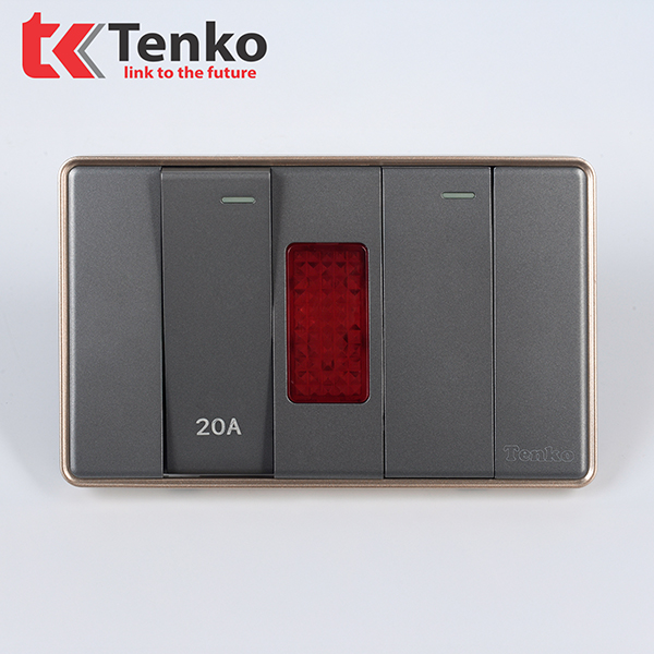 Công Tắc 20A Và Công Tắc Đơn Âm Tường Chính Hãng Tenko TK-C1-081 Xám Viền Vàng