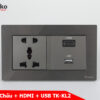 Ổ Cắm 3 Chấu + HDMI + USB TK-KL2
