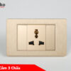 Ổ Cắm 3 Chấu Đa Năng Âm Tường Mặt Nhựa Vân Xước TENKO TK-C5-051