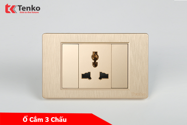 Ổ Cắm 3 Chấu Đa Năng Âm Tường Mặt Nhựa Vân Xước TENKO TK-C5-051