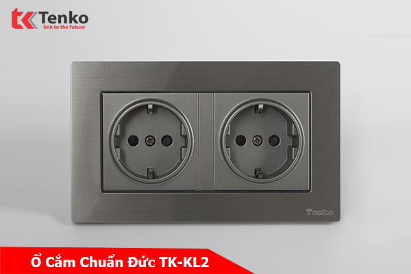 Ổ Cắm Chuẩn Đức Âm Tường Mặt Hợp Kim Chính Hãng Tenko TK-KL2-20