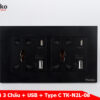 Ổ Cắm Đôi 3 Chấu + USB + Type C TK-N2L-08