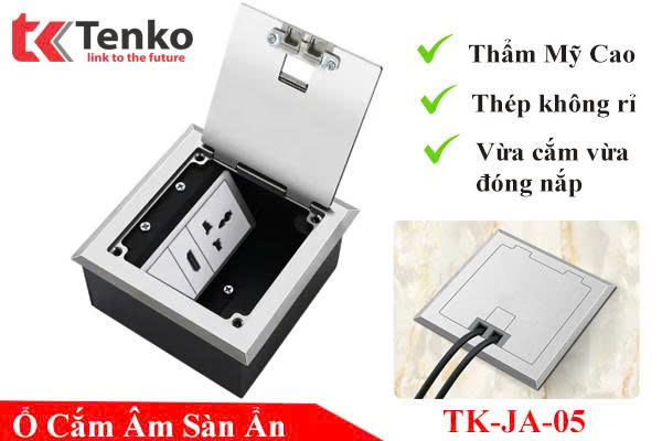 Ổ Cắm Ba Chấu + HDMI Âm Sàn Ẩn Cao cấp Tenko TK-JA-05