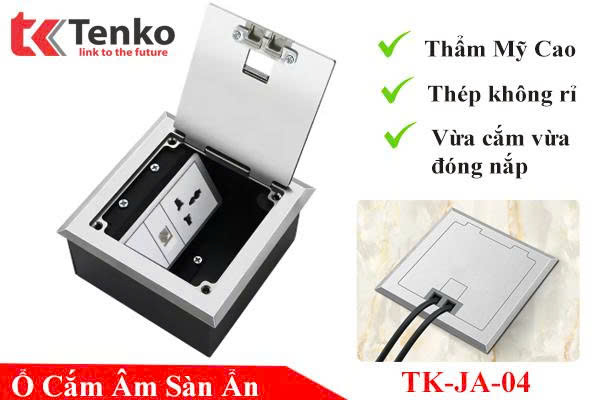 Ổ Cắm + LAN Âm Sàn Ẩn Cao cấp Tenko TK-JA-04