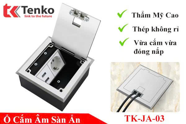 Ổ Cắm Chìm + USB Âm Sàn Ẩn Cao cấp Tenko TK-JA-03