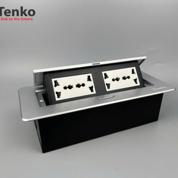 Hộp Ổ Cắm Điện Âm Bàn Họp Desktop Socket Chính hãng TENKO TK-AS06DN-02 Màu Bạc