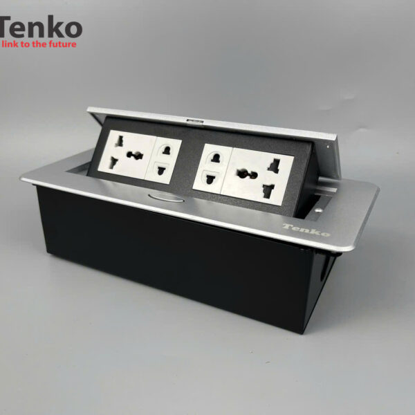 Hộp Ổ Cắm Điện Âm Bàn Họp Desktop Socket Chính hãng TENKO TK-AS06DN-01 Màu Bạc