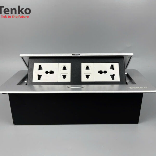 Hộp Ổ Cắm Điện Âm Bàn Họp Desktop Socket Chính hãng TENKO TK-AS06DN-01 Màu Bạc