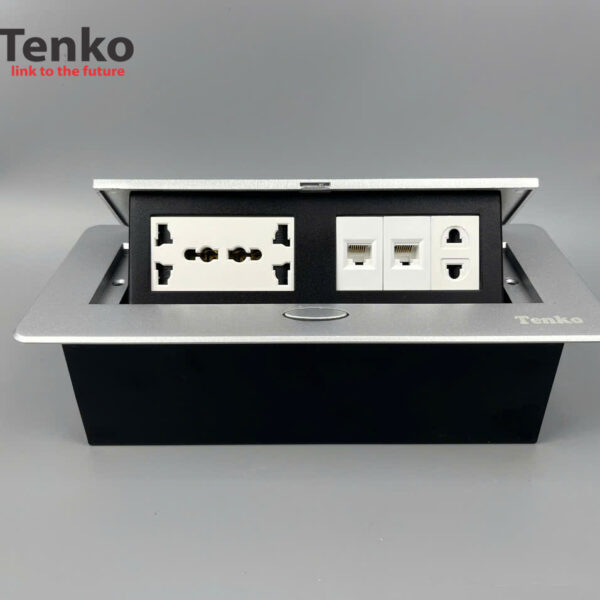 Hộp Ổ Cắm Điện Âm Bàn Họp Desktop Socket Chính hãng TENKO TK-AS06DN-09 Màu Bạc