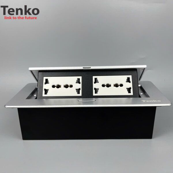 Hộp Ổ Cắm Điện Âm Bàn Họp Desktop Socket Chính hãng TENKO TK-AS06DN-02 Màu Bạc