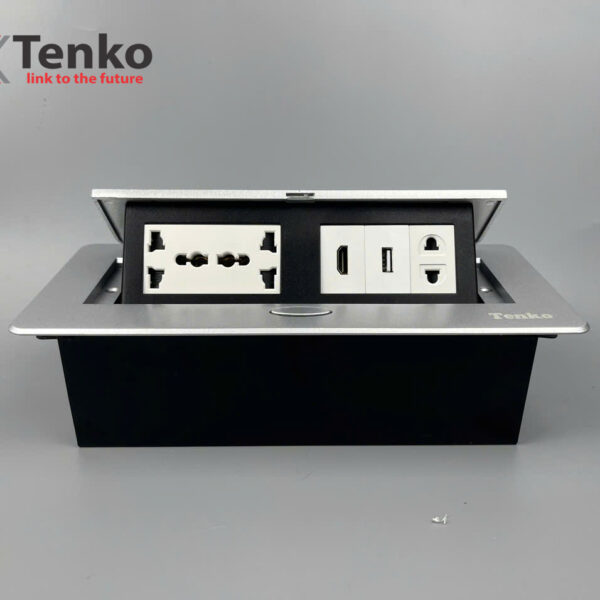 Hộp Ổ Cắm Điện Âm Bàn Họp Desktop Socket Chính hãng TENKO TK-AS06DN-08 Màu Bạc
