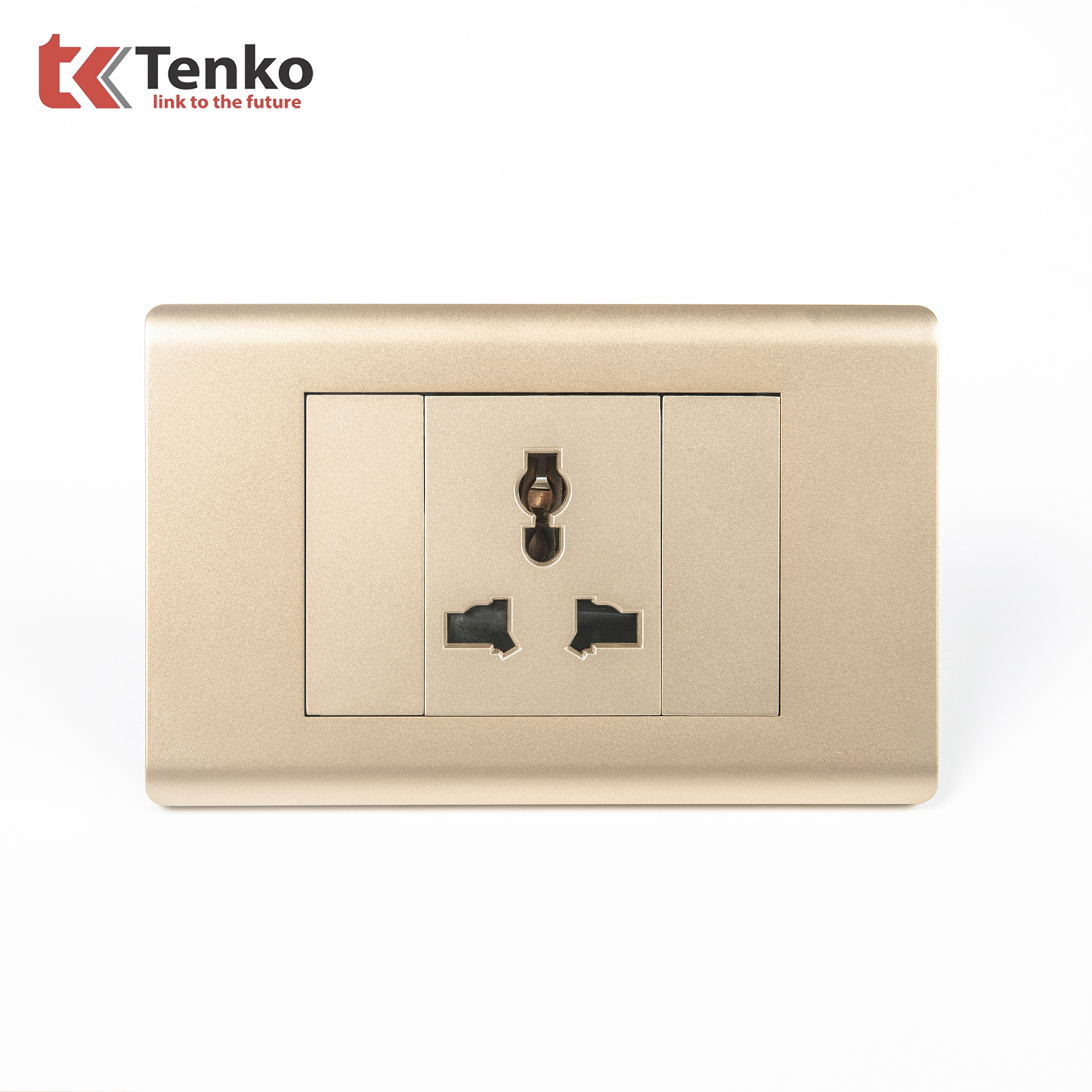Ổ Cắm Điện 3 Chấu Chống Cháy Cao Cấp TENKO TK-C25-051 – Mặt Nhựa PC Vàng