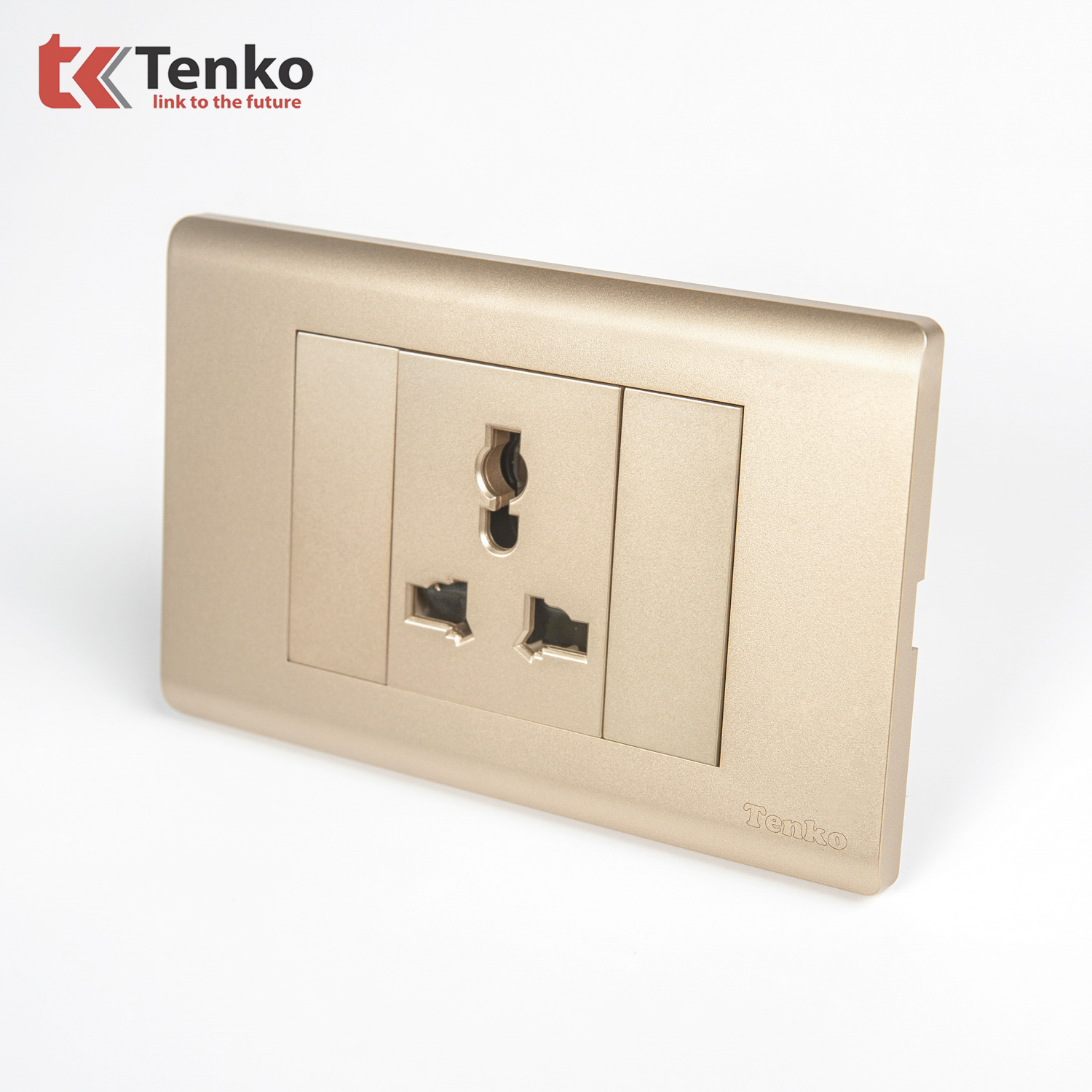 Ổ Cắm Điện 3 Chấu Chống Cháy Cao Cấp TENKO TK-C25-051 – Mặt Nhựa PC Vàng