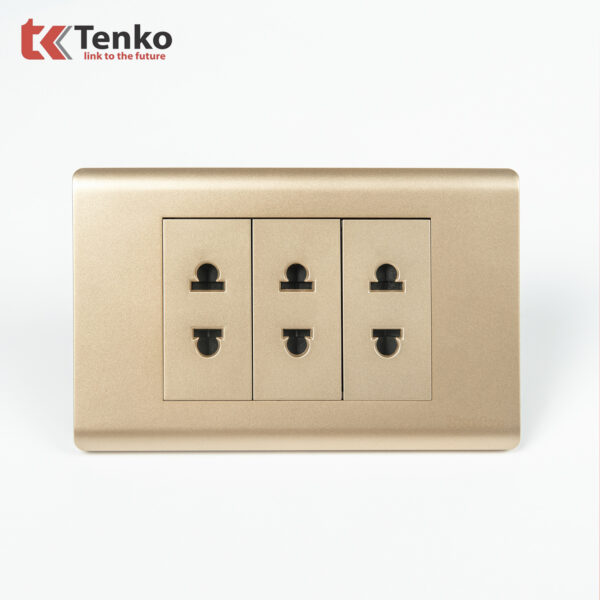 Ổ Cắm Âm Tường Chống Cháy Cao Cấp TENKO TK-C25-020 – Mặt Nhựa PC Vàng