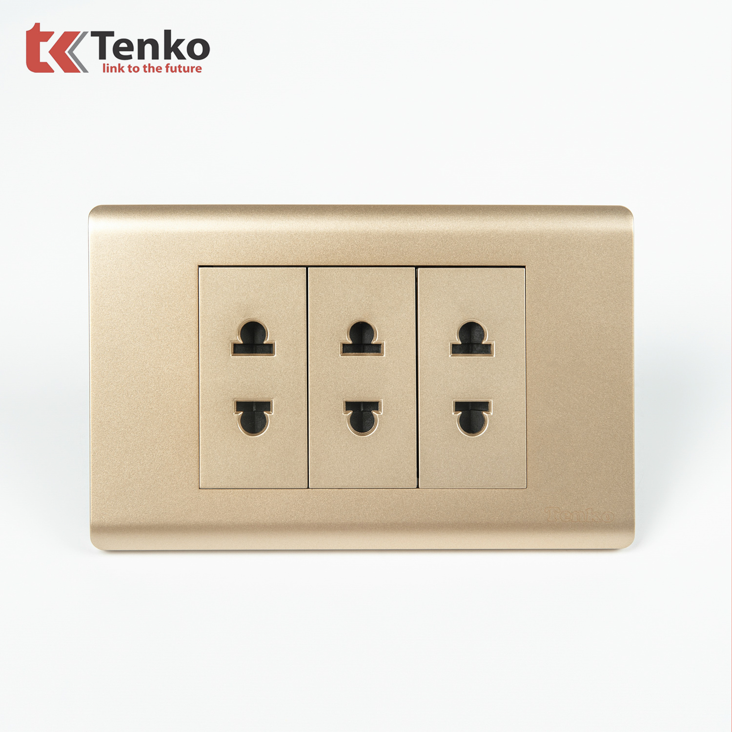 Ổ Cắm Âm Tường Chống Cháy Cao Cấp TENKO TK-C25-020 – Mặt Nhựa PC Vàng
