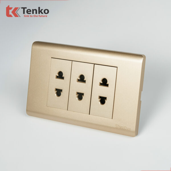 Ổ Cắm Âm Tường Chống Cháy Cao Cấp TENKO TK-C25-020 – Mặt Nhựa PC Vàng