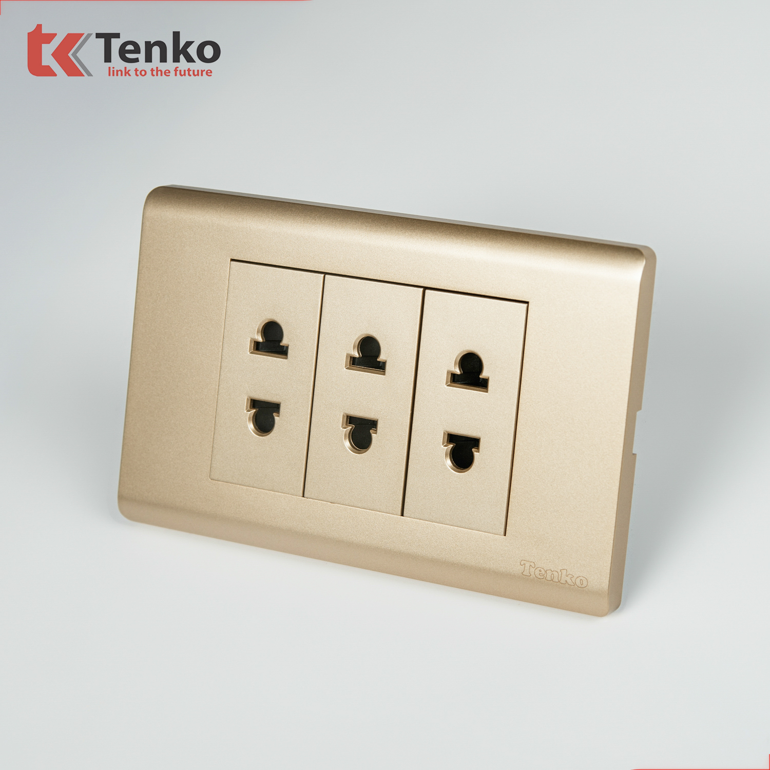 Ổ Cắm Âm Tường Chống Cháy Cao Cấp TENKO TK-C25-020 – Mặt Nhựa PC Vàng