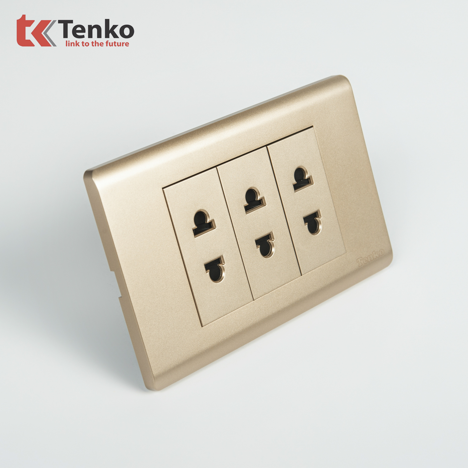 Ổ Cắm Âm Tường Chống Cháy Cao Cấp TENKO TK-C25-020 – Mặt Nhựa PC Vàng