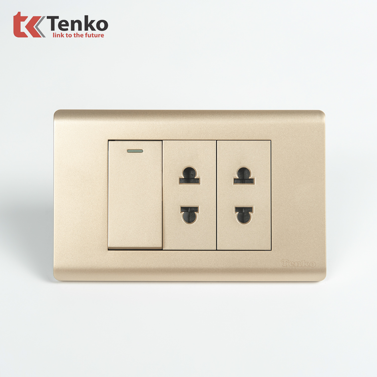 Bộ Công Tắc Ổ Cắm Điện Âm Tường Cao Cấp TENKO TK-C25-025 Mặt Nhựa PC Vàng