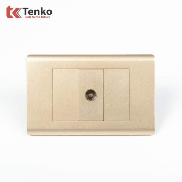 Ổ Cắm Tivi Cáp Đồng Trục – Truyền Hình Cáp Âm Tường Cao Cấp TENKO TK-C25-071 – Mặt Nhựa PC Vàng